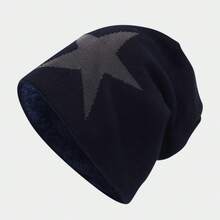 1pc Men's Star Jacquard Knit Beanie With Warm Lining - Multicolor - View 13
