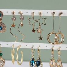 Iron Earring Storage Rack With Wooden Base, Multi-Layer Earring Display Stand, Home Jewelry Hanging Rack And Display Holder - Multicolor - View 4