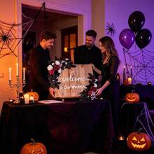 Halloween Flowers Welcome Sign Decoration With Skeleton And Eyeballs Realistic Artificial Flowers For Party Wedding Cafe - Q - View 4