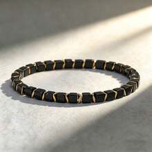 Business Style Square Tiger Eye Hematite Black Agate Beaded Bracelet, Spiritual Jewelry Symbolizing Triple Protection, Elastic Cord Jewelry Suitable For Daily Wear - Multicolor - View 5
