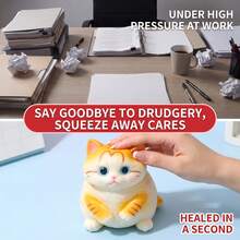 DAFENNI 1pc Random Cute Cat Squishy Toy, Collectible Blind Box Squeeze Toy, 6 Styles Available, Stress Relief Fingertip Toy, Anti-Anxiety Desktop Decompression Toy Gift - Multicolor - View 7