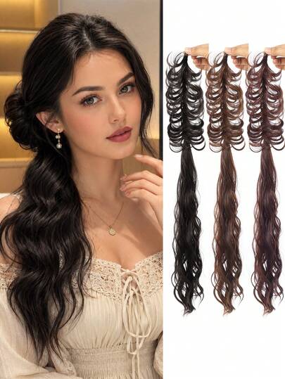 Wavy Wrap Around Ponytail Hair Piece, Long Curly Magic Wand Ponytail Extension, Natural Fluffy Hair Accessory For Daily Dating Party Hairstyle