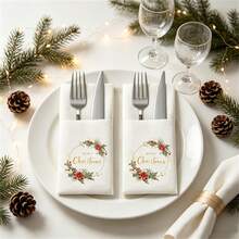 XMAS 10pcs/Bag Navada 2027 New Year Disposable Napkins For Home Christmas Decoration, Christmas Party Western Dinner Tabletop Decor, Christmas Cutlery Set, Merry Christmas - View 1