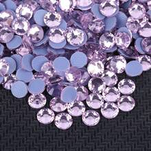 Pink Multi-Size Round Flat Back Glass Crystal Rhinestones, Multi-Color Crystal Gemstones Hot-Fix Beads, DIY Nail Art Glass Rhinestone Decorations, Glitter Nail Stickers Accessories, Suitable For Clothing, Bags, Shoes, Handicrafts - Multicolor - View 2