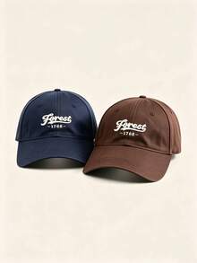 1pc Unisex Curved Brim Baseball Cap, Forest‑1768 Vintage Script Embroidery, American Retro Style, Adjustable, For Hiking, Casual, Street, Travel - Multicolor - View 5