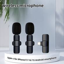 Mini 2.4GHz Wireless Lavalier Microphone, For IPhone 18/17/16/15, Android And Other TYPE-C Interface Smartphones, Plug And Play, Intelligent Noise Reduction, Clear Sound Wireless Lavalier Microphone, For Podcast, Video Recording, Live Streaming, Vlog - Black - View 1