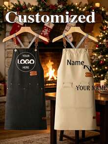Customizable Chef Apron With Pockets And Adjustable Straps, Customizable Text, Logo, Name And Pattern, Cross Design, Suitable For Restaurants, Catering Services And Cafes - Multicolor - View 2