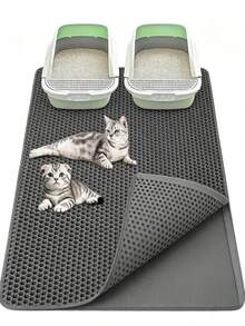 Detachable Cat Litter Mat With Hook And Loop, Double Layer Honeycomb Cat Litter Collection Mat, Smooth Bottom Non-Slip Pet Cat Litter Trapping Mat, Suitable For Cat Litter Box - Multicolor - View 3