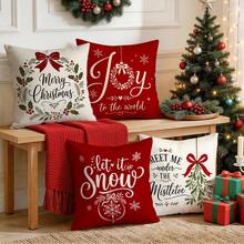 4pcs/1pc Christmas Blessing Pattern Pillow Case Without Insert, Single-Sided Printed Pillow Case, Suitable For Living Room Bedroom Home Decor, All-Season Pillow Case - Multicolor - View 6