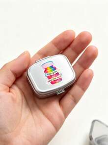 4-Piece Printed Pattern Square Pill Box, Printed Capsule Box With Mirror And Divider Design, Mini Pill Box, Portable Pill Storage Compartment, Mini Metal Storage Box, Portable Jewelry Box, Travel Pill Box, Weekly Pill Organizer, Suitable For Daily Medication, Essential For Doctors And Nurses, Emergency Needs, Travel And Hiking First Aid, Travel Emergency Kit, Suitable For Travel, Business Trip, Vacation, Dorm, Small Gift For Family, Teachers, Doctors, Back To School Gift, Teacher's Day Gift, Nurse Gift - Multicolor - View 11