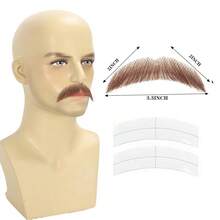 Hand‑Tied Human Hair Fake Mustache, Transparent Lace Base, Realistic Breathable Facial Hair For Cosplay Theater Party Halloween & Other Festivals - Multicolor - View 15