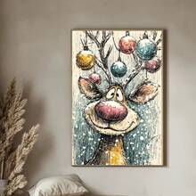 1PC DIY 5D Diamond Painting Kit Cute Cartoon Deer Pattern - Round Full Drill Art Mosaic Craft, Home Wall Decor, Unframed - No Frame - View 3