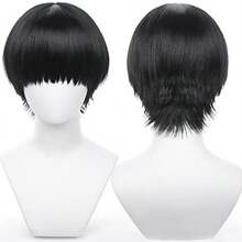 AAnime Black Short Straight Costume Wig Bowl-Cut Hairstyle Adult Hair For Men Halloween, Cosplay Con, Christmas Famliy Party - Black 2 - View 1
