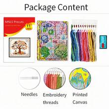 Autumn Halloween Magic Tree Cross Stitch Full Material Kit 11CT Witch Hat Pumpkin Ghost Maple Leaf Printed Pattern Beginner Friendly Stress Relief Handmade DIY Set Includes Needle Thread Instruction Manual Living Room Bedroom Entryway Desktop Home Vintage Decor Wall Hanging - Multicolor - View 14