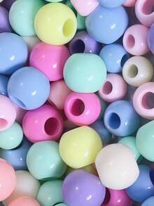 50pcs Acrylic Large Hole Round Solid Color Beads DIY Bracelet Necklace Phone Chain Pendant Tassel Dreamcatcher Jewelry Accessories - Multicolor - View 4