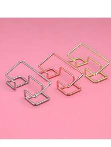 Metal Hollow Desktop Display Stand, Minimalist Iron Square Ornament Base, Stable And Anti-Slip, Light Luxury Multi-Color Options, For Cards, Photo Frames, Commemorative Plaques, Crafts Display, Office Desk Placement, Party Exhibition Tabletop Decoration Display Rack - One Size - View 4