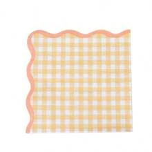 20pcs Macaron Color Wavy Edge Plaid Napkins, Suitable For Birthday Party, Bachelorette Party, Bridal Shower, Cute Theme Party, Wedding Dessert Table, Small Garden Party - Multicolor - View 11