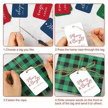 48Pcs Minimalist Christmas Gift Tags, Elegant Cursive Script Xmas Hanging Labels With Hemp Rope, Merry Christmas Happy Holidays Paper Gift Tags, Pre‑Punched Hang Tags For Gift Wrapping, Holiday Present, Party Favor - A - View 7