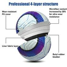 1pc High-Quality Seamless Hot-Attached No.5 Football, High-Quality Reinforced PU For Durability And Wear Resistance. Stable And Precise Flight Trajectory. A Two-In-One Product For Adult Competitions And Training, Meeting Various Field Usage Needs. - Blue - View 3