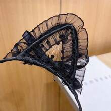 2PCS Halloween Cartoon Lace Cat Ear Headband Cute Sexy Hollow Rabbit Ear Women's Hair Clip Bell Headband - Multicolor - View 4