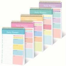 Set Of 5 Daily Planner Spiral Notebooks - A5 Format With Transparent Cover, Double Coil Binding, 30 Sheets For To Do Lists, Key Priorities, Scheduling, And Notes For Work, Exercise, And Study Planning - 1 Set - View 1