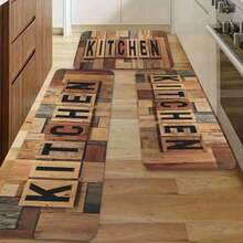Alfombra de cocina plana 2D para otoño: cómoda y de estilo rústico, de color naranja. Alfombra antideslizante para el suelo de la cocina, con acolchado, para el fregadero, el lavadero o el escritorio de la oficina. Alfombra plana 2D. - Estilo 3 - Ver 2