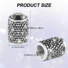 2pcs Car Rhinestone Tire Valve Stem Caps, Shiny Crystal Tire Valve Caps, Sparkling Gemstone Universal Car Tire Valve Caps Suitable For Cars, SUVs, Motorcycles, Bicycles, Trucks - Multicolor - View 3