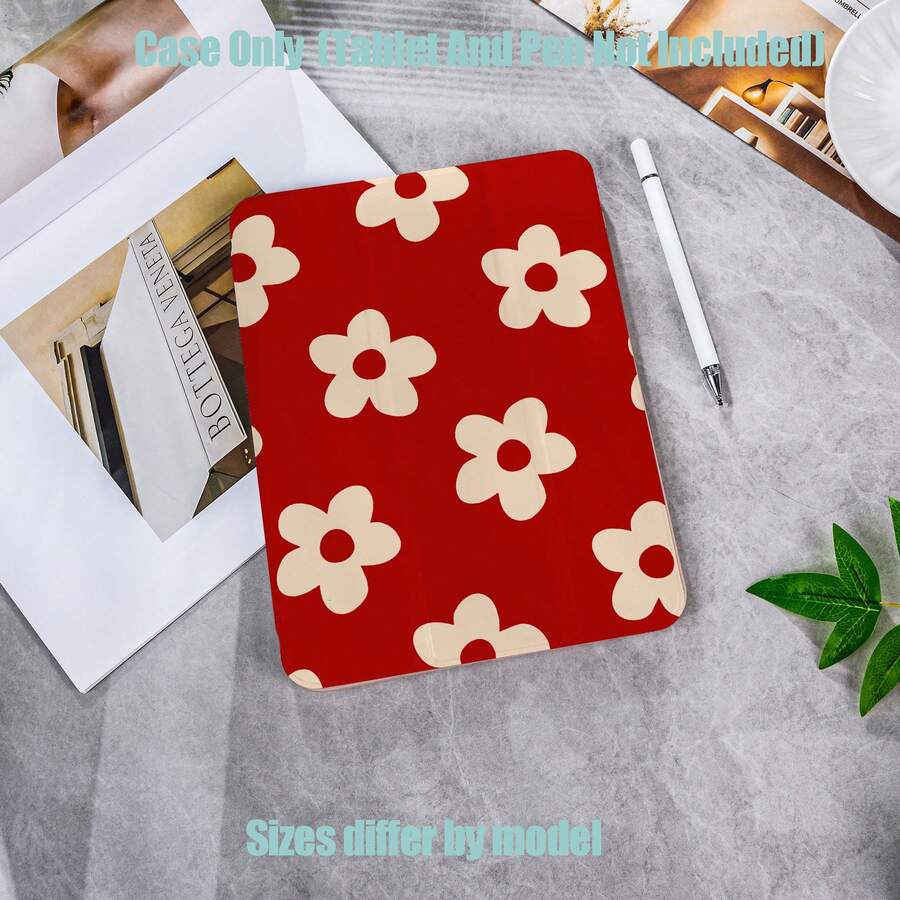 Floral Pattern Tablet Protective Case, Tri-Fold High Transparency Acrylic With Pencil Slot Protective Case. Tablet Protective Case Features: Tri-Fold Stand Design, Smart Sleep/Wake, Full Coverage Protection, Skin-Friendly Frame Material, Air Cushion Anti-Drop Frame, Multi-Angle Stand, Built-In Pencil Slot, Precise Cutouts, Lightweight And Portable. Compatible With IPad Mini4/5 (7.9 Inch), Mini6/7 (8.3 Inch); Air1/2/3, IPad5/6/8 (9.7 Inch); IPad2019-2021, Pro10.5, Air3 Universal, S6Lite/S7/S8/S9/S10/A8/A9 All Series Tablet Protective Case. - Multicolor - View 1