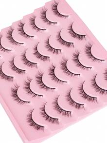 14 Pairs Natural Eye Faux Mink Eyelashes | Soft Band3D Lightweight Short | Create A Natural Soft Fluffy Effect, Suitable For Everyday Commute, Dates, Brunch,Wedding Guests, Travel And Holiday Makeup. False Eyelashes - View 3