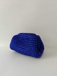 1pc Metallic Crochet Women's Clutch Bag, Elegant Handmade Knitted Snap Closure Handbag, Cosmetic Bag, Bags Ladies Elegant, Straw Bag - Multicolor - View 17