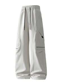 Men's Hiking Ski Trekking Outdoor Large Capacity Side Pocket Wide Leg Pants - White - View 6
