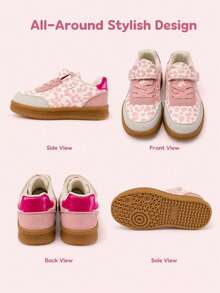 Unisex Kids Fashion Slip-On Hook & Loop Athletic Shoes, Versatile Back-To-School Style, Suitable For All Seasons And Outdoor Activities - Pink - View 5