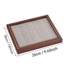 Wooden Ring Display Tray With Multi-Color Velvet Slots, Jewelry Organizer For Home Vanity, Countertop Display Prop - Multicolor - View 13