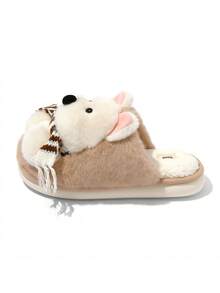 Cartoon Plush Slippers, Warm For Autumn/Winter, Unisex - Light Brown - View 2