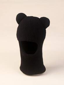 1PC Unisex Kids Toddler Bear Ear Cartoon Warm Knitted Beanie Hat With Neck Warmer - Bear - View 18