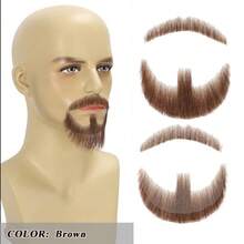 Hand‑Tied Human Hair Fake Mustache, Transparent Lace Base, Realistic Breathable Facial Hair For Cosplay Theater Party Halloween & Other Festivals - Multicolor - View 19