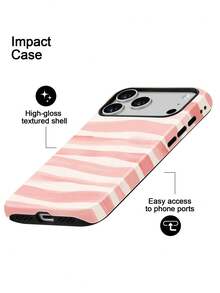 Soft Pink And Yellow Pastel Striped Case For IPhone18 Pro Max,17,17Pro Max,16Pro,15Pro Max,13pro,15,14,14Pro,13,12,11 - Pink and White Striped - View 4