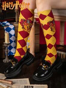 1/4 Pasang Kaos Kaki Setinggi Lutut Gaya Jalanan Geometris Blok Warna Vintage Warner Bros, Kaos Kaki Hadiah Halloween - MultiWarna - View 1