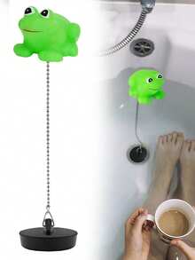 1pc Cute Cartoon Design Bathtub Drain Stopper, Frog And Mermaid Decor Bathtub Plug, With Zipper, Waterproof Bathroom Bathtub Drain Cover Accessory - Multicolor - View 3