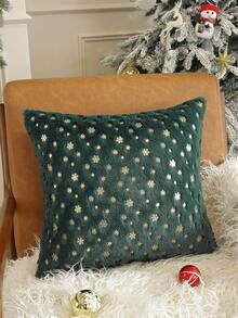 1pc/3pcs/4pcs Christmas Snowflake Foil Printed Velvet Pillow Case, No Filling, Christmas Holiday Decoration, Daily Decor, Comfortable And Soft, Suitable For All Seasons - Green - View 9