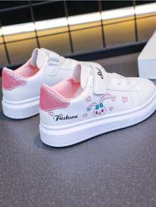 1 Pair Back To School Popular Kids Shoes For Girls, Cartoon Rabbit Design White Sneakers, Fashionable Non-Slip Durable Soles For Comfortable Wear - Pink - View 7