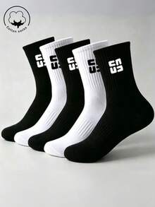 1/3/5/10/15/20/30 Pairs Women's Mid-Calf Cotton Socks, Black, Suitable For Autumn/Winter/Spring/Summer/Sports/Casual, Breathable And Moisture-Absorbing - Multicolor - View 1