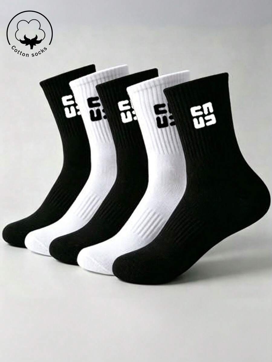 1/3/5/10/15/20/30 Pairs Women's Mid-Calf Cotton Socks, Black, Suitable For Autumn/Winter/Spring/Summer/Sports/Casual, Breathable And Moisture-Absorbing - Multicolor - View 1