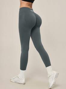 TimeOff Women's 1pc Seamless Solid Color Ruched Butt-Lifting Skinny Ankle Pants - Dark Grey - View 6