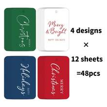 48Pcs Minimalist Christmas Gift Tags, Elegant Cursive Script Xmas Hanging Labels With Hemp Rope, Merry Christmas Happy Holidays Paper Gift Tags, Pre‑Punched Hang Tags For Gift Wrapping, Holiday Present, Party Favor - A - View 3