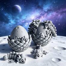 Cute Adorable 3D Printed Moon Dragon Egg Model Set Plastic Toy Ornament Desktop Decor Sculpture Holiday Gift - Multicolor - View 6