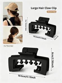 1/4pcs Oversized Hair Claw Clips Suitable For Wearing Hats, Hollow Square Design Fits Baseball Caps Easily. Strong Grip Holds Messy Hair Securely. Fashionable Matte And Tortoise Shell Colors, Ideal Hair Accessory For Women's Daily Outings. - Multicolor - View 7