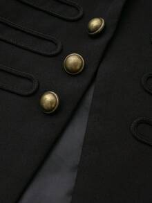 Napoleon Style Vintage Stand Collar Blazer Black - Black - View 4