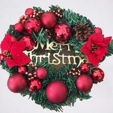 Christmas Decoration 30cm Christmas Wreath Artificial Flower Wreath Door Hanging Window Display Prop Christmas Decoration Tree Accessory - Multicolor - View 2