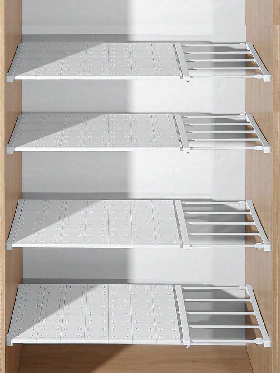 1pc Expandable No-Drill Clothes Storage Shelf, Dorm Cabinet Divider Rack, Space-Saving Layered Storage Partition, Clothes Organizer Rack, Suitable For Bathroom, Kitchen Storage, Room, Bedroom Wardrobe And Entryway Shoe Cabinet